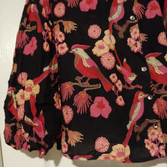 Colorful Bird Print Blouse - Picture 4 of 11